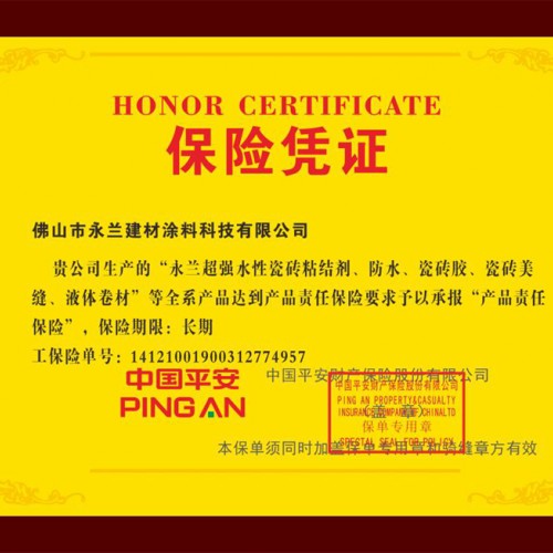 中國(guó)平安保險(xiǎn)憑證